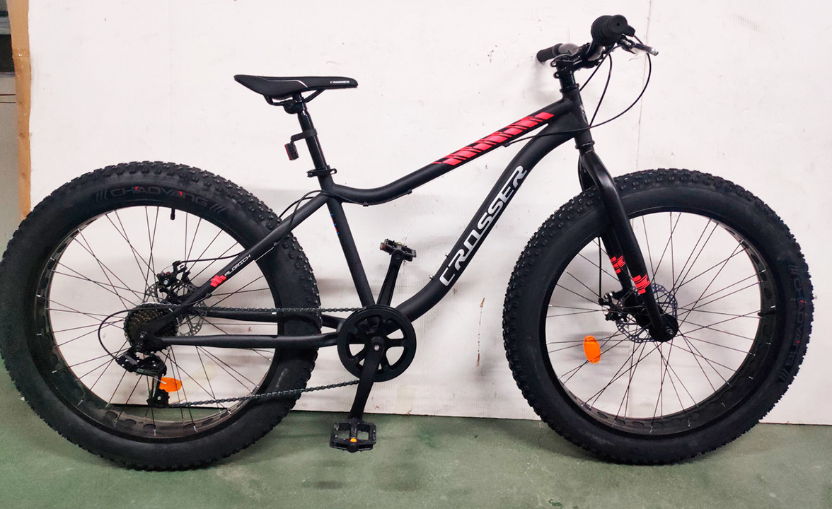 Велосипед Crosser Fat Bike ST 26" (2021) размер S, Черно-красный